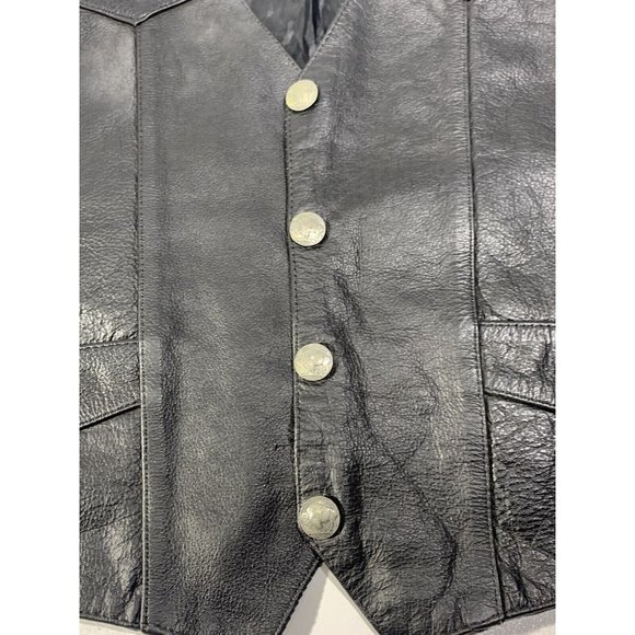 BIG B's Black Leather Vest Motorcycle Western 46   Harley Davidson Mason Patch - Picture 6 of 12